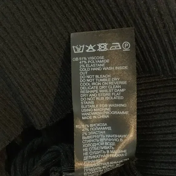 Reiss Megan Bardot Black Off The Shoulder Ribbed Knit Short Sleeve Top Large - Picture 8 of 8